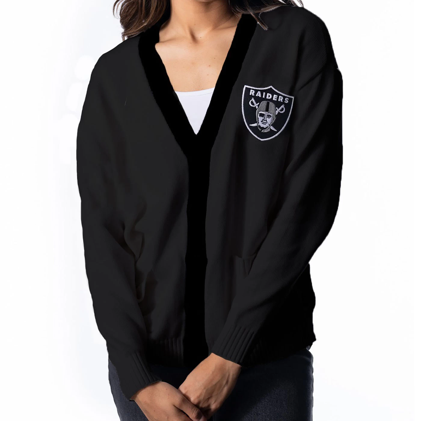 RAIDERS BUTTON UP SWEATER 3 RAIDERS BUTTON UP SWEATER