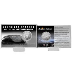 LAS VEGAS RAIDERS ALLEGIANT STADIUM SILVER COIN ACRYLIC HOLDER