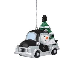 FOCO RAIDERS SNOWMAN RIDING TRUCK ORNAMENT