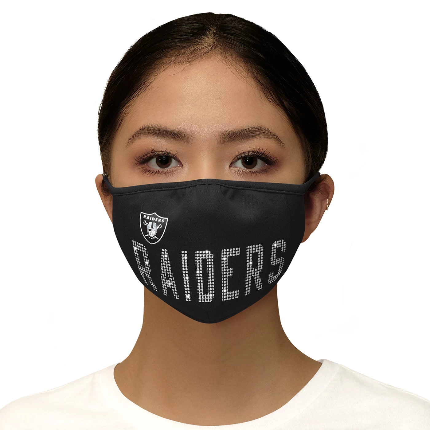 LAS VEGAS RAIDERS RHINESTONE TWO PACK FACE MASKS 3 LAS VEGAS RAIDERS RHINESTONE TWO PACK FACE MASKS