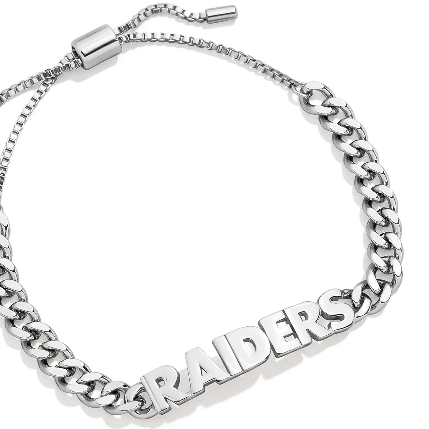 LAS VEGAS RAIDERS CURB CHAIN PULL TIE BRACELET 3 LAS VEGAS RAIDERS CURB CHAIN PULL TIE BRACELET