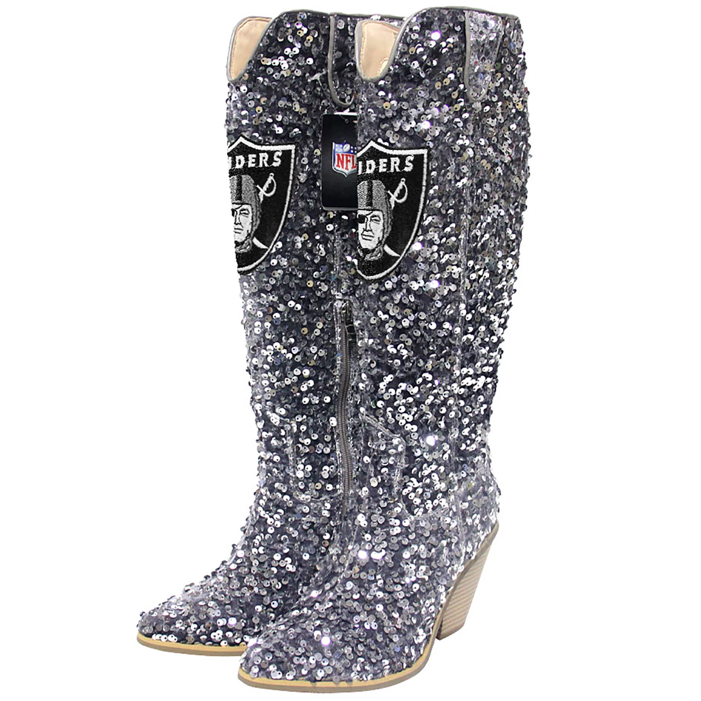 RAIDERS KNEE HIGH ALL OVER SEQUIN BOOTS 3 RAIDERS KNEE HIGH ALL OVER SEQUIN BOOTS